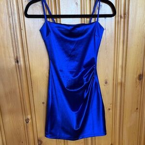 Elegant Blue Satin Dress